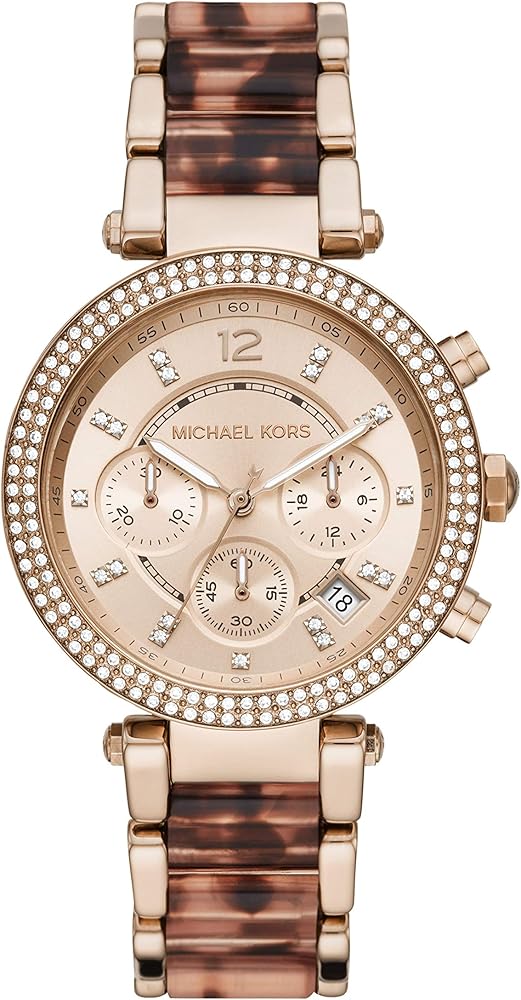Michael Kors Parker Chronograph Rose Gold Dial Two Tone Steel Strap Watch For Women - MK6832