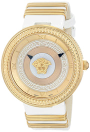 Versace V Metal Icon Gold Dial White & Gold Strap Watch for Women - VLC040014