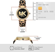 Michael Kors Parker Black Dial Cheetah Print Brown Leather Strap Watch For Women - MK4723