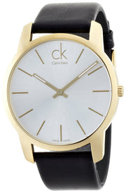 Calvin Klein City Silver Dial Black Leather Strap Watch for Men - K2G21520