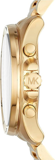 Michael Kors Brecken Chronograph Quartz Black Dial Gold Steel Strap Watch For Men - MK8481