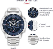 Tommy Hilfiger Luca Chronograph Blue Dial Silver Steel Strap Watch For Men - 1710492