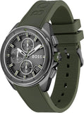 Hugo Boss Volane Chronograph Grey Dial Green Silicone Strap Watch For Men - 1513952