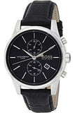 Hugo Boss Jet Chronograph Black Dial Black Leather Strap Watch for Men - 1513279