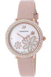 Swarovski Crystal Frost White Dial Pink Leather Strap Watch for Women - 5519223