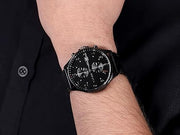 Tommy Hilfiger West Chronograph Black Dial Black Leather Strap Watch For Men - 1791711