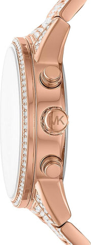 Michael Kors Ritz Three-Hand Glitz Rose Gold Dial Rose Gold Steel Strap Watch for Women - MK6748