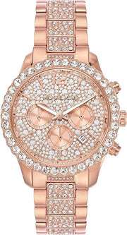 Michael Kors Layton Chronograph Rose Gold Dial Rose Gold Steel Strap Watch For Women - MK7285