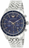Emporio Armani Sportivo Chronograph Blue Dial Silver Steel Strap Watch For Men - AR6072