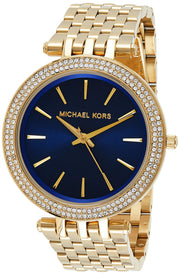 Michael Kors Darci Blue Dial Gold Steel Strap Watch for Women - MK3406