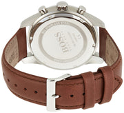 Hugo Boss Skymaster Chronograph Grey Dial Brown Leather Strap Watch for Men - 1513787