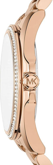 Michael Kors Bradshaw Quartz Rose Gold Dial Rose Gold Steel Strap Watch For Women - MK6556