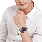 Fossil Townsman Automatic Blue Dial Brown Leather Strap Watch for Men - ME3110