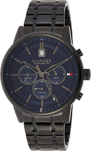 Tommy Hilfiger Kyle Quartz Blue Dial Black Steel Strap Watch for Men - 1791633