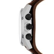 Fossil Coachman Chronograph White Dial Brown Leather Strap Watch for Men - CH2890
