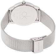 Calvin Klein Minimalist Black Dial Silver Mesh Bracelet Watch for Men - K3M2112X