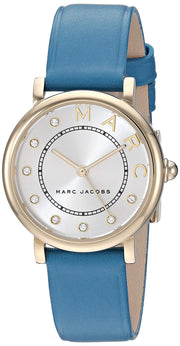 Marc Jacobs Roxy Silver Dial Green Leather Strap Watch for Women - MJ1633
