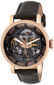 Fossil Boyfriend Automatic Skeleton Grey Dial Grey Leather Strap Watch for Women - ME3089
