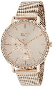 Hugo Boss Infinity Carnation Gold Dial Gold Mesh Bracelet Watch for Women - 1502519