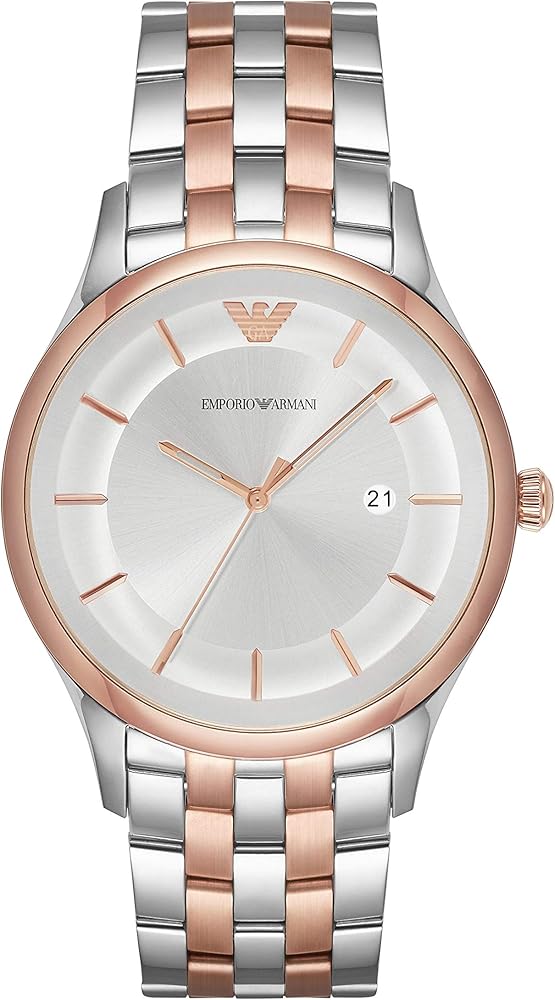 Emporio Armani Lambda Analog Silver Dial Two Tone Steel Strap Watch For Men - AR11044
