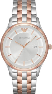 Emporio Armani Lambda Analog Silver Dial Two Tone Steel Strap Watch For Men - AR11044