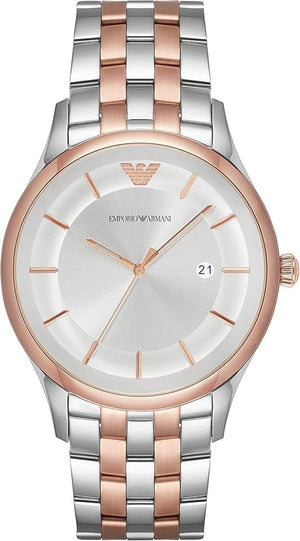 Emporio Armani Lambda Analog Silver Dial Two Tone Steel Strap Watch For Men - AR11044