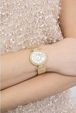 Guess Muse Crystals White Dial Rose Gold Steel Strap Watch For Women - W1008L2