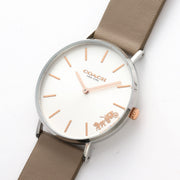 Coach Perry Silver Dial Light Brown Leather Strap Watch for Women - 14503119