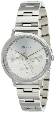 Hugo Boss Prima Chronograph Silver Dial Silver Steel Strap Watch for Women - 1502570