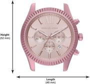 Michael Kors Lexington Chronograph Pink Dial Pink Steel Strap Watch for Women - MK8792