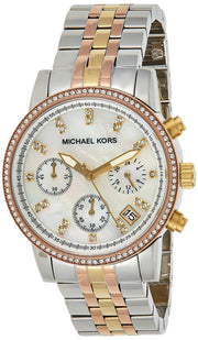Michael Kors Ritz White Dial Two Tone Steel Strap Watch for Women - MK5650