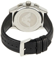 Emporio Armani Valente Chronograph Black Dial Black Leather Strap Watch For Men - AR1633