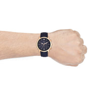 Fossil Neutra Chronograph Blue Dial Blue Leather Strap Watch for Men - FS5454