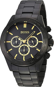 Hugo Boss Ikon Chronograph Black Dial Black Steel Strap Watch for Men - 1513278