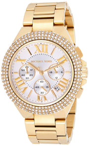 Michael Kors Camille Silver Diamonds Dial Gold Steel Strap Watch for Women - MK5756