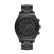 Armani Exchange Chronograph Black Dial Black Steel Strap Watch For Men - AX1605