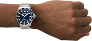 Emporio Armani Sea Explorer Meccanico Automatic Blue Dial Silver Steel Strap Watch For Men - AR60059