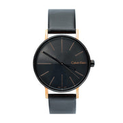 Calvin Klein Boost Black Dial Black Leather Strap Watch for Men - K7Y21TCZ