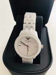 Emporio Armani Ceramic White Dial White Ceramic Bracelet Watch For Women - AR1477