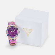 Guess Fusion Chronograph Purple Dial Purple Steel Strap Watch for Women - GW0552L4
