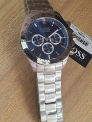 Hugo Boss Ikon Chronograph Blue Dial Silver Steel Strap Watch for Men - 1512963