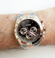 Hugo Boss Ikon Chronograph Grey Dial Two Tone Steel Strap Watch for Men - 1513339