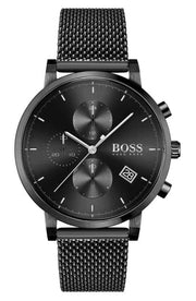 Hugo Boss Integrity Chronograph Black Dial Black Mesh Bracelet Watch for Men - 1513813