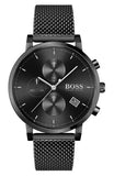 Hugo Boss Integrity Chronograph Black Dial Black Mesh Bracelet Watch for Men - 1513813