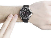 Hugo Boss Driver Chronograph Black Dial Black Leather Strap Watch for Men -1513087