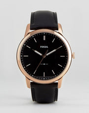 Fossil The Minimalist Black Dial Black Leather Strap Watch for Men - FS5376