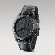 Gucci G Timeless Chronograph Black Dial Black Leather Strap Watch For Men - YA126244