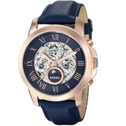 Fossil Grant Automatic Blue Dial Blue Leather Strap Watch for Men - ME3029