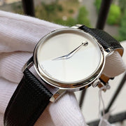 Movado Museum Quartz Silver Dial Black Leather Strap Watch For Men - 2100001