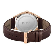 Hugo Boss Navigator Chronograph Grey Dial Brown Leather Strap Watch for Men - 1513496
